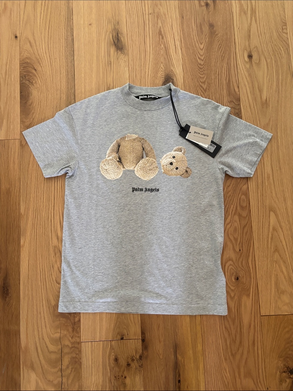 Palm Angels Grey Teddy Head Short Sleeve Tee